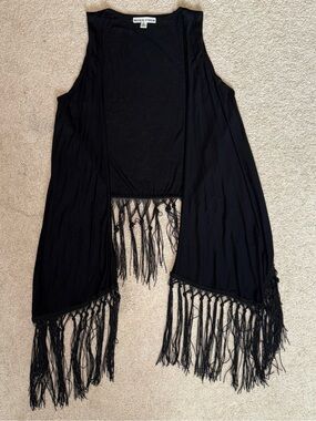 Moral Fiber Black Fringe Vest size small